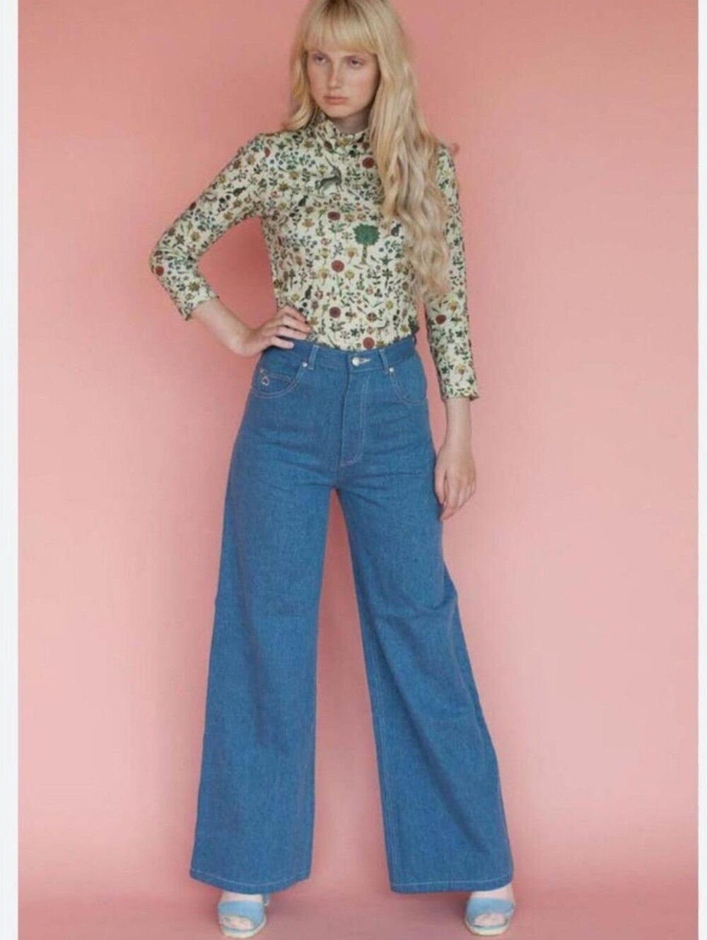 Samantha Pleet High Waist Wide Leg Blue Jeans Size 27 New